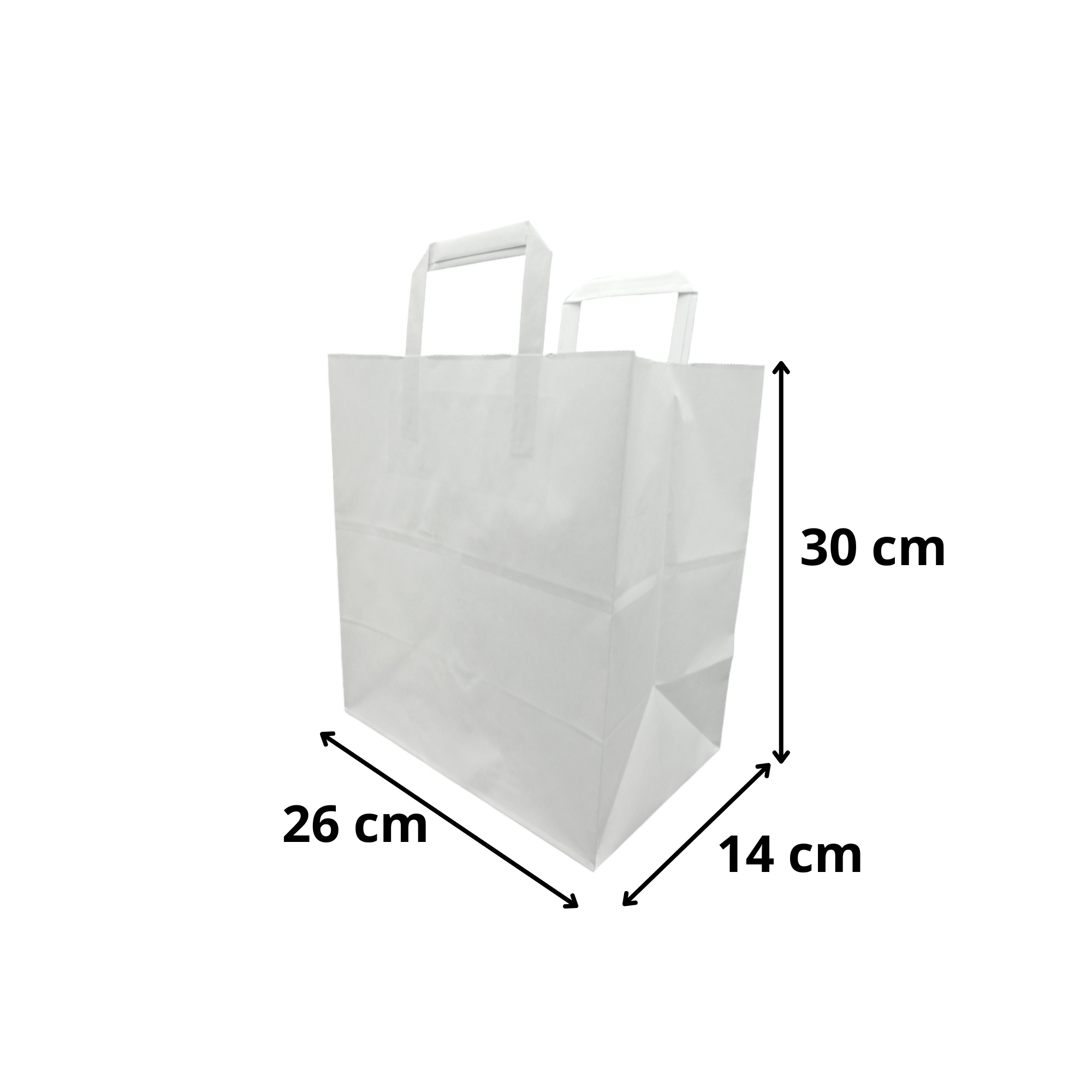 Sac kraft blanc 26+14x30 cm avec poignées plates